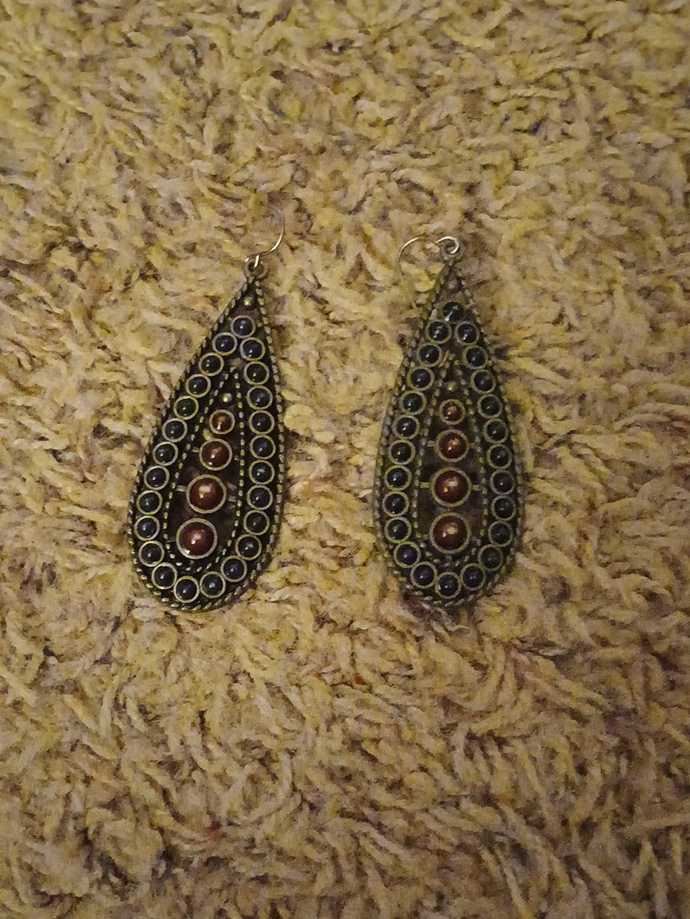 Bohemian Teardrop Dangle Earrings in Black and Brown